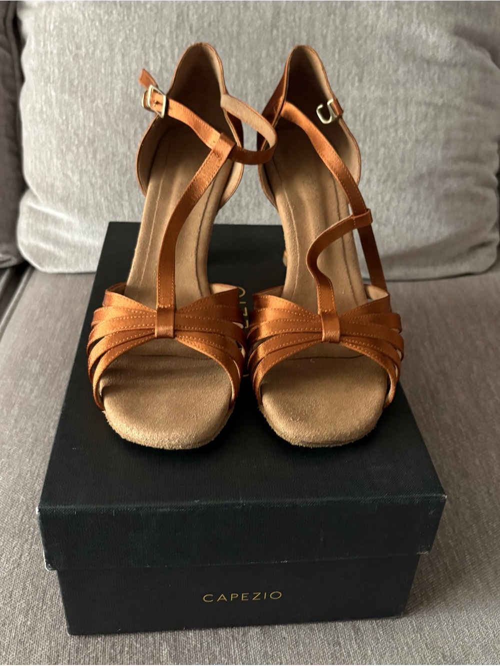 Capezio Women's Copper Satin T‑Strap Heels